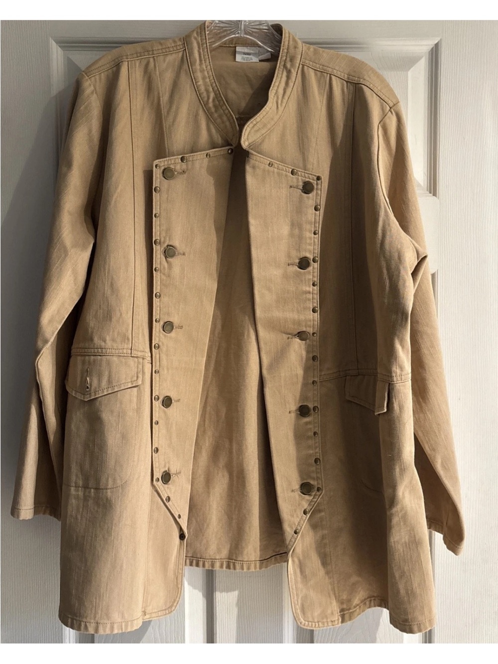 Ulla Popken Women's Tan/Khaki Jean Jacket XL Sz 16/18 -Relaxed Fit - 100% Cotton